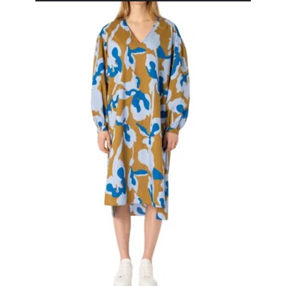 CLOSED Puff Sleeve Dress In Oceanic Blue In Multi small*